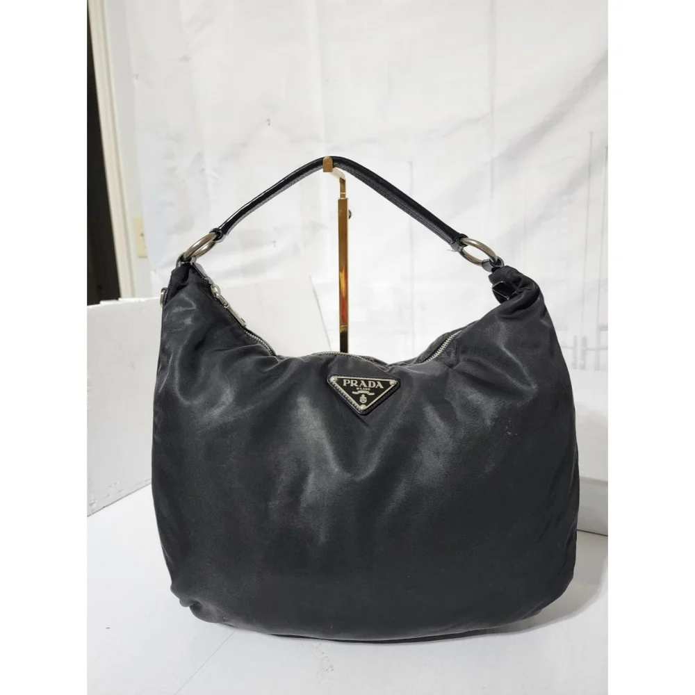 PRADA Tessuto Nylon Saffiano Sacca Shoulder Bag Black